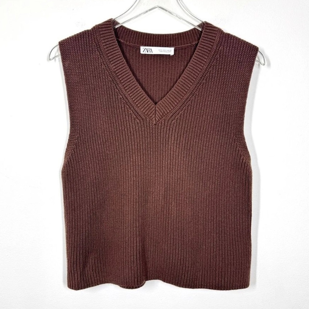 Zara Chocolate Sleeveless Knit Top